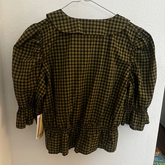 Nation LTD Sonja Top - Black and Olive Gingham NWT - Picture 3 of 7